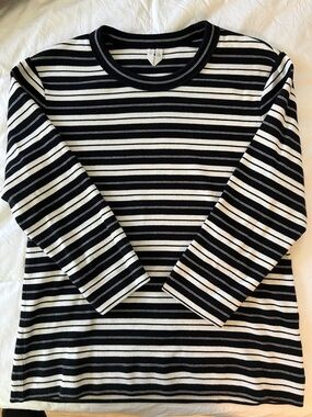 Women’s Arket Black & White Striped Ribbed Crewneck